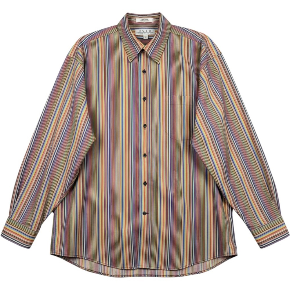 Enro Mens XL Non Iron Cotton Dress Shirt Multicolor Stripe‎ Button Down